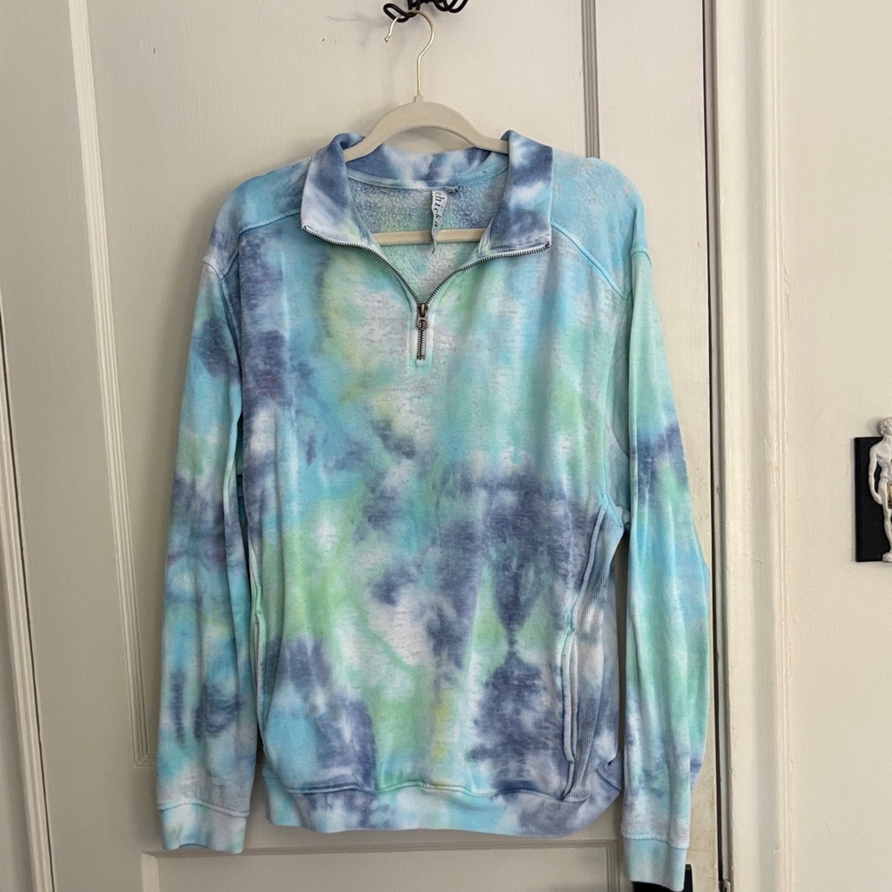 Tie-Dye Crew Neck Sweater - Blue and Green
